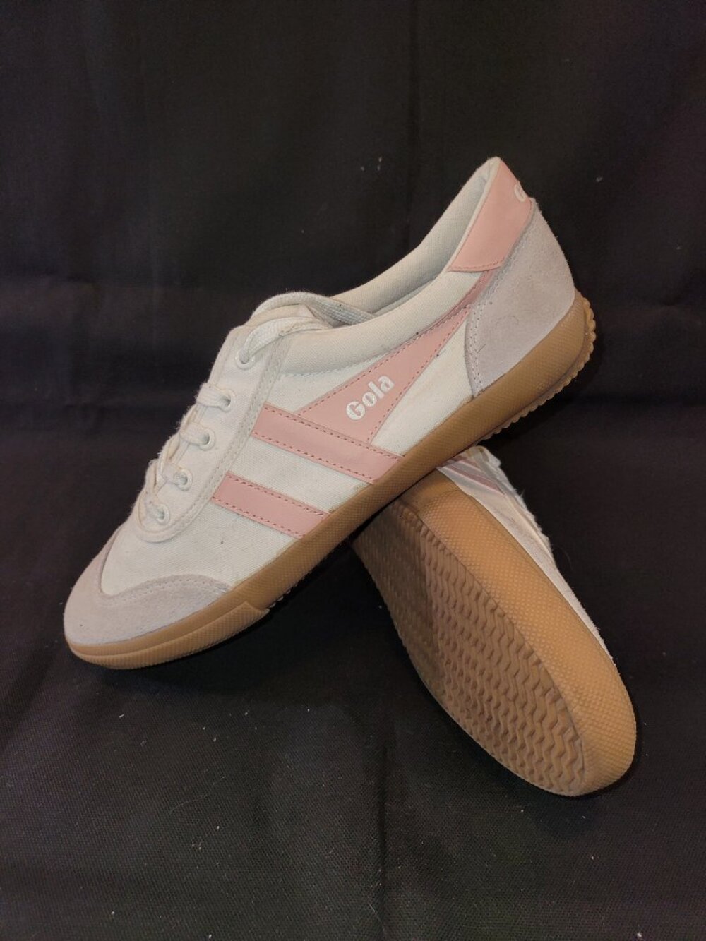 Gola Badminton Plimsoll Off White and Pearl Pink Suede Sneakers Women's Size 9